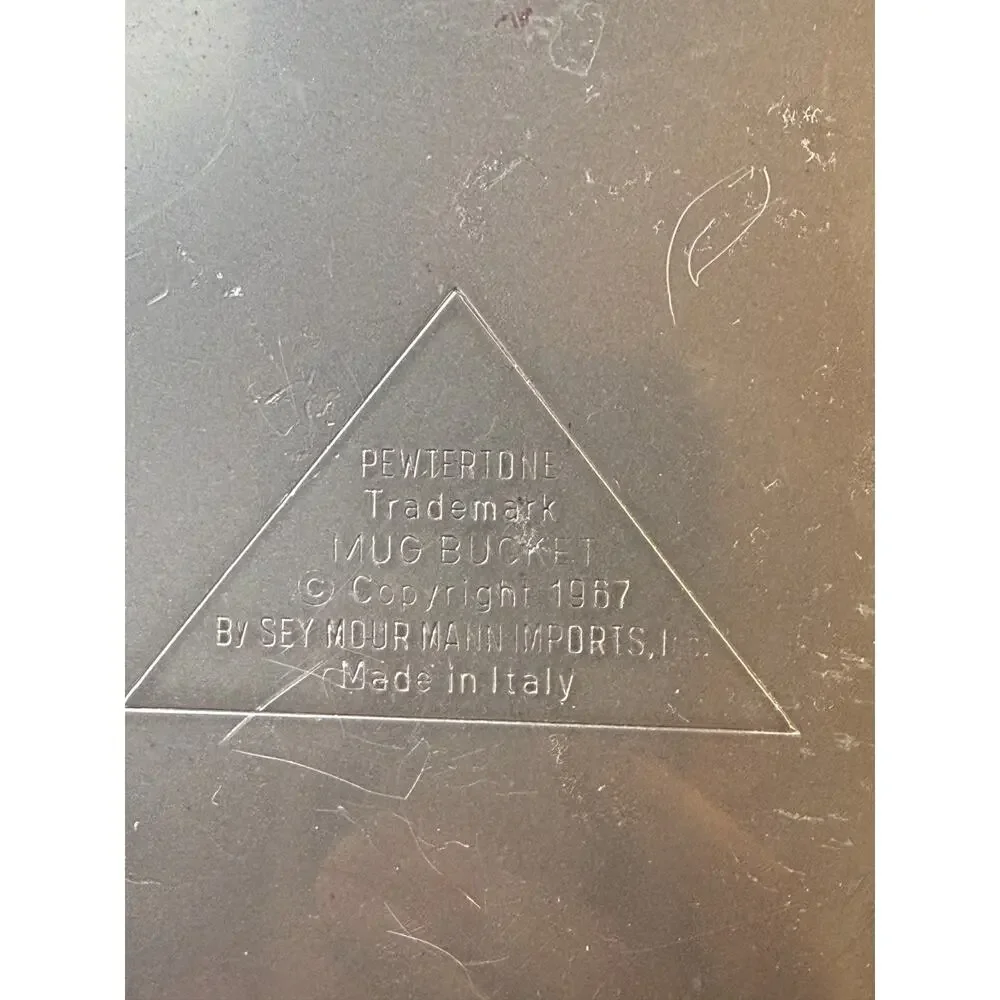 University of Texas UT Seymour Mann Pewtertone Stein Ice Bucket Bar Italy 1960s